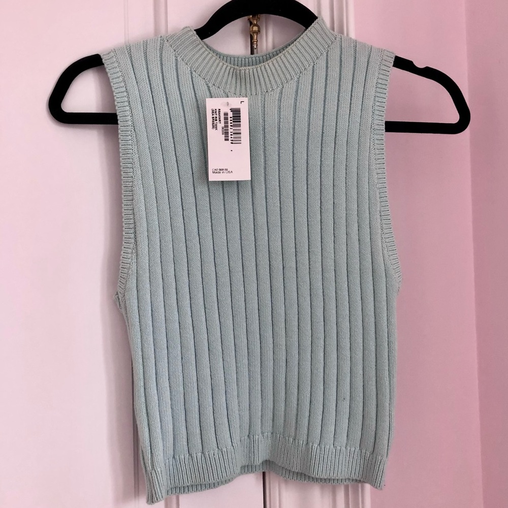 American Apparel Tiffany Blue/ Sea Breeze Knit Ribbed Tank Sz L
